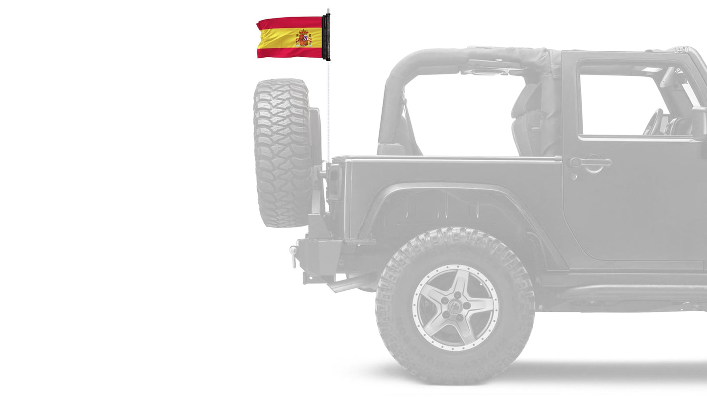 Spain 12"x18" Forever Wave Flag for Jeep Wrangler JLU 4-Door 2018-Present