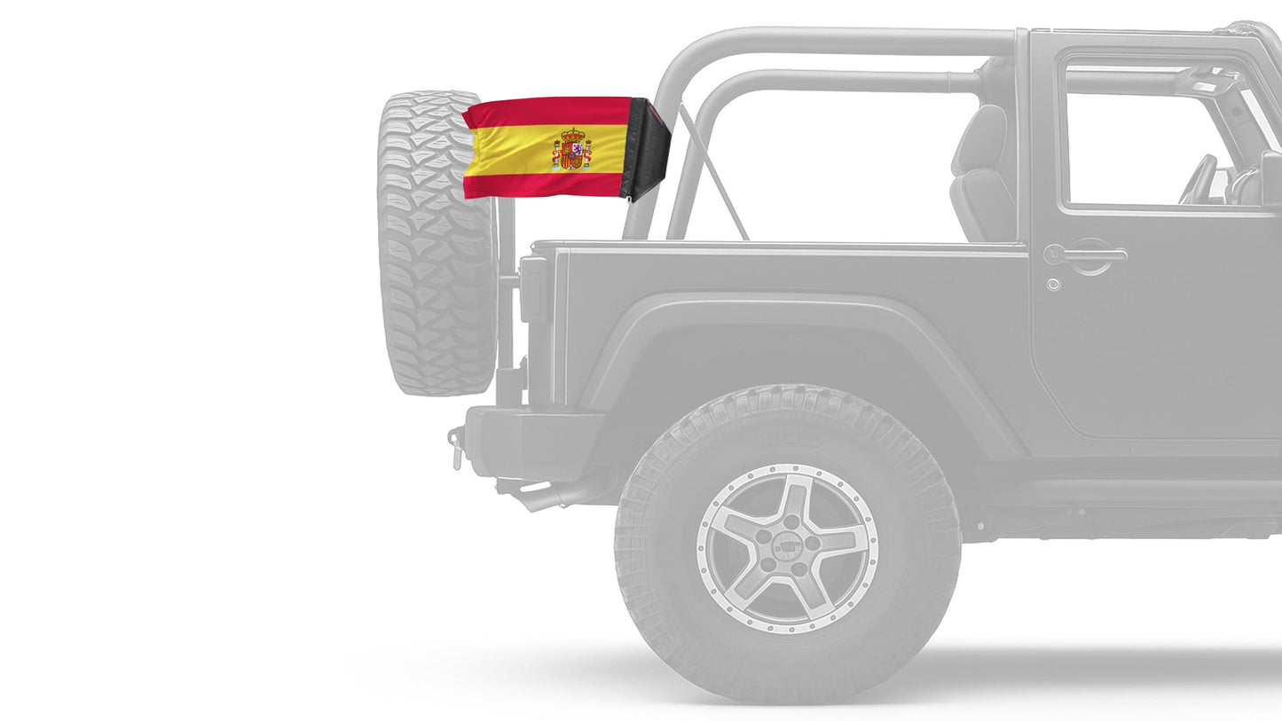 Spain 12"x18" Forever Wave Flag for Jeep Wrangler JKU 4-Door 2007-2018