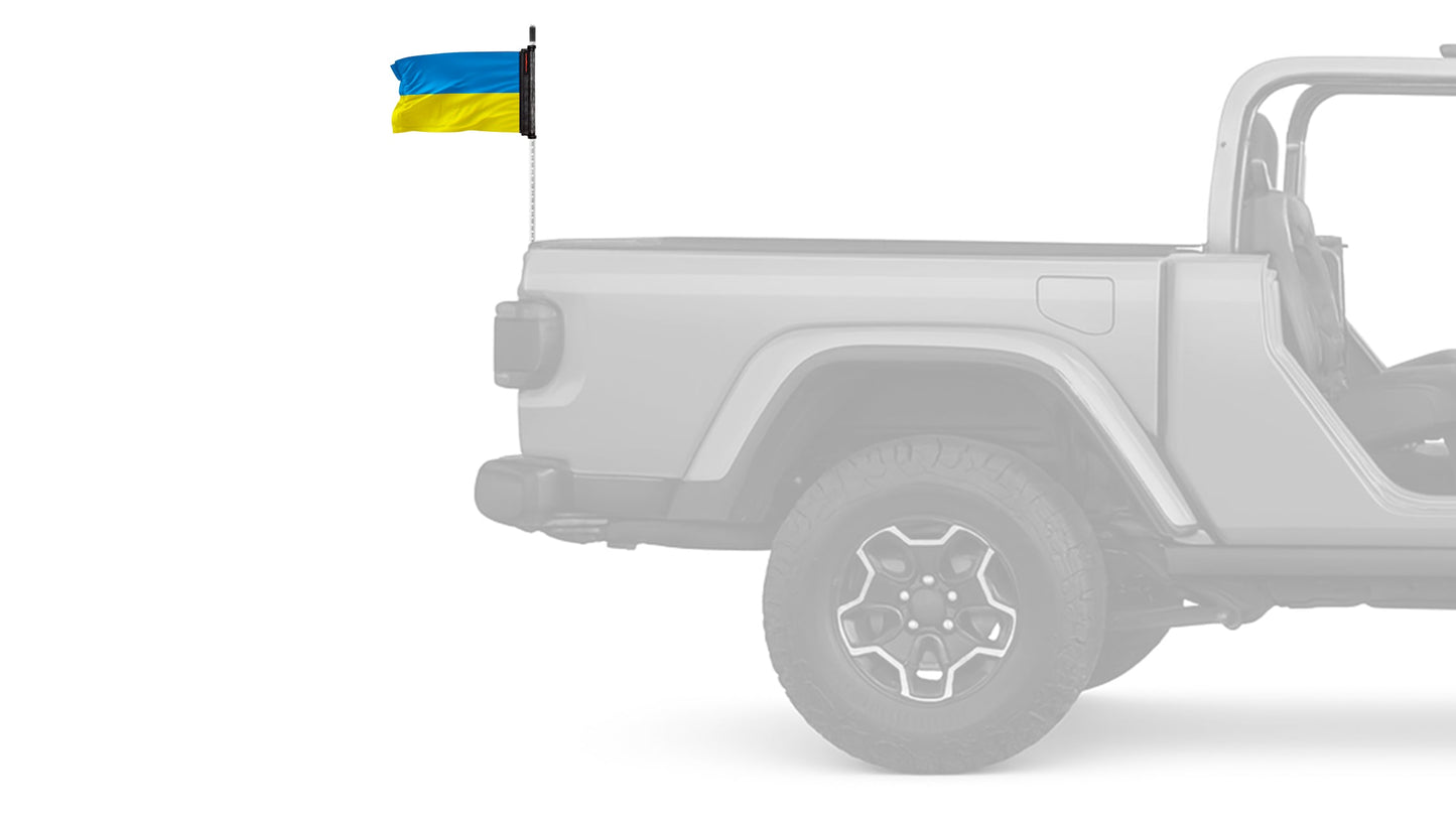 Ukraine 12"x18" Forever Wave Flag for Jeep Wrangler JKU 4-Door 2007-2018