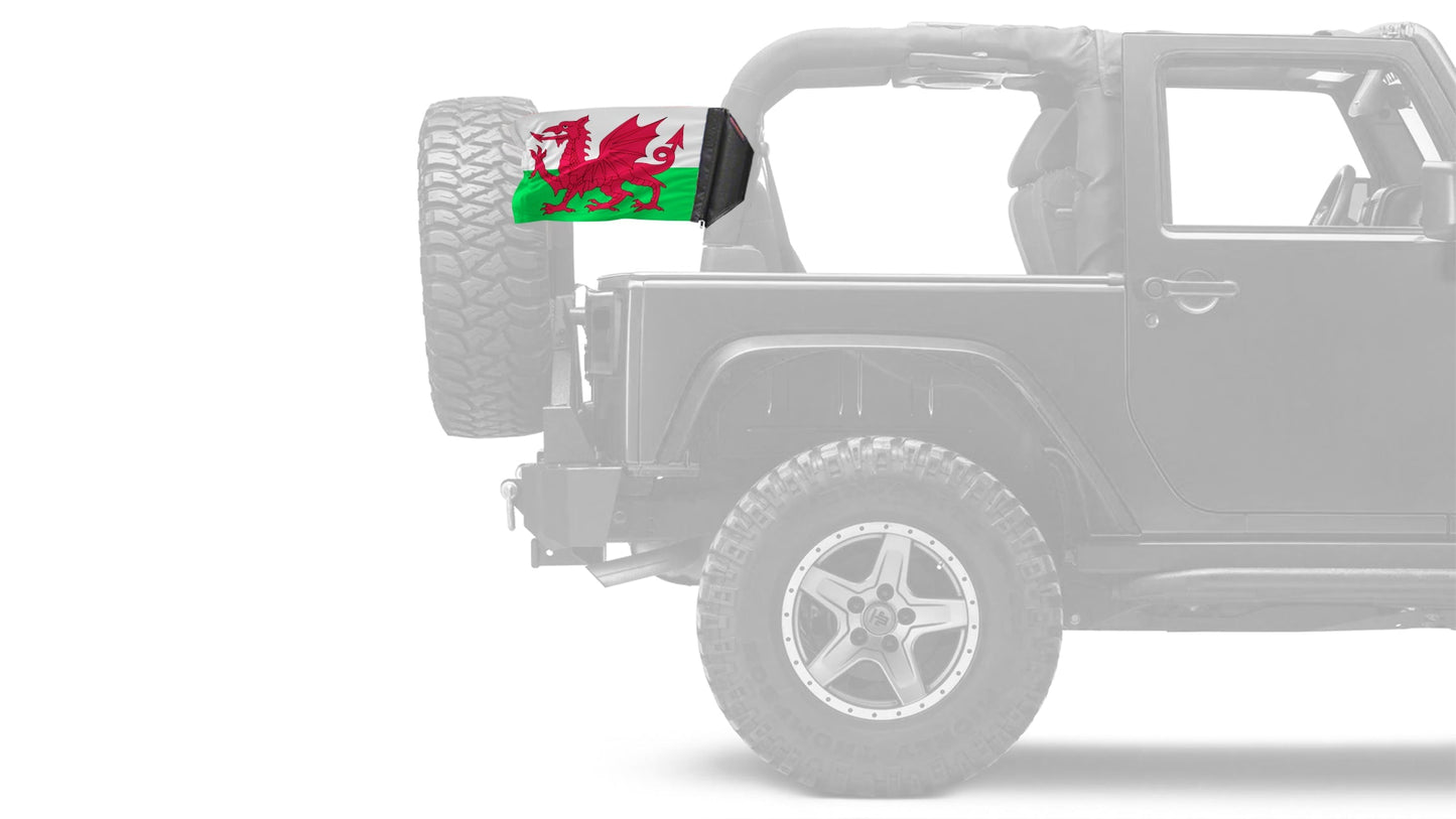 Wales 12"x18" Forever Wave Flag for Jeep Wrangler JLU 4-Door 2018-Present