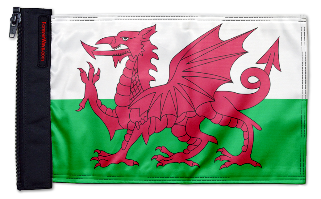 Wales 12"x18" Forever Wave Flag for Jeep Wrangler JLU 4-Door 2018-Present