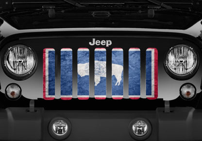 Wyoming Grunge State Flag Grille Insert