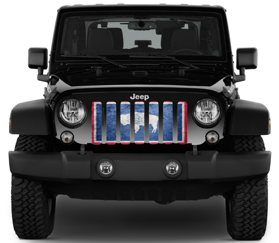 Wyoming Grunge State Flag Grille Insert