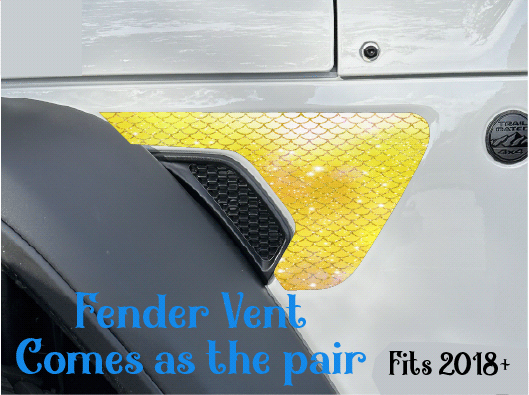 Yellow Sparkly Mermaid Scales Fender Vent Decals- Pair