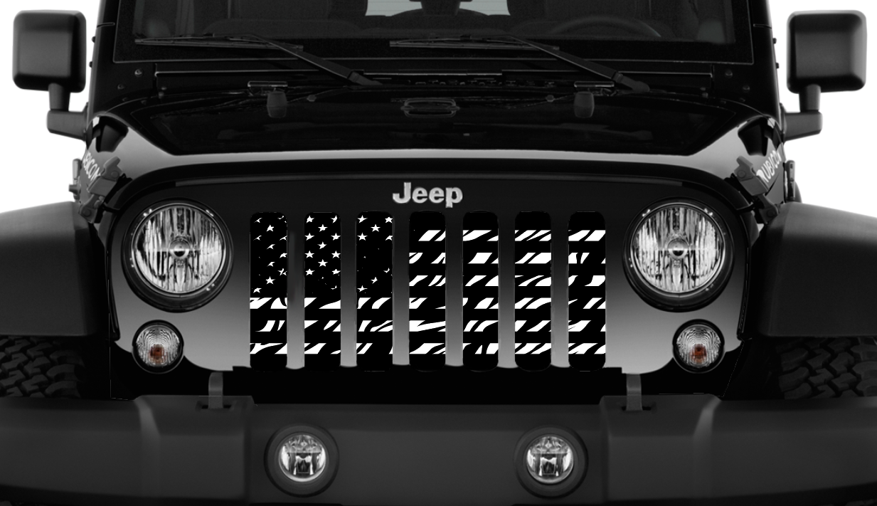 Zebra Print American Flag Grille Insert