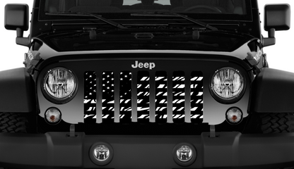 Platinum Zebra Print American Flag Grille Insert