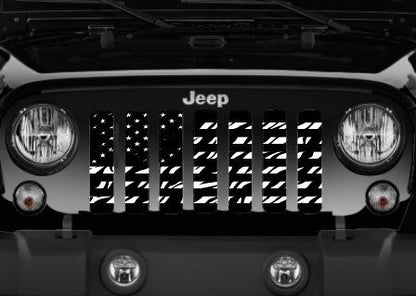 Platinum Zebra Print American Flag Grille Insert