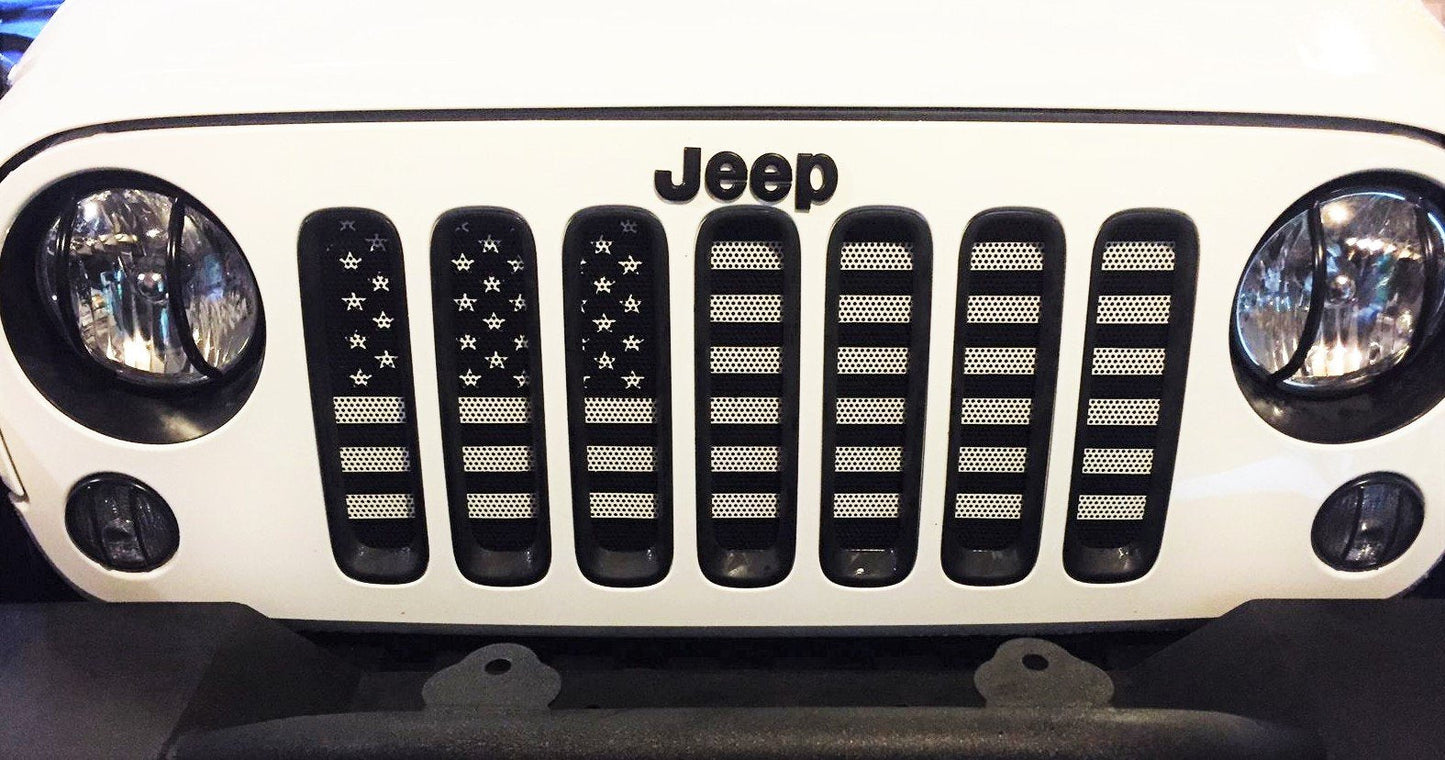 Black and White American Flag Grille Insert