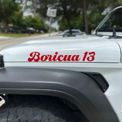 Boricua 13 Single Side Hood Name- Red
