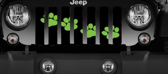 Puppy Paw Prints Green Diagonal Grille Insert