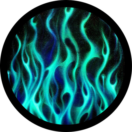 Flames - Teal/Turquoise Spare Tire Cover